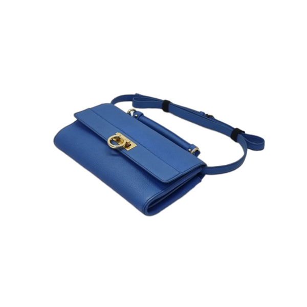 Salvatore Ferragamo Gancini Leather Sling Bag Ghw (Blue)