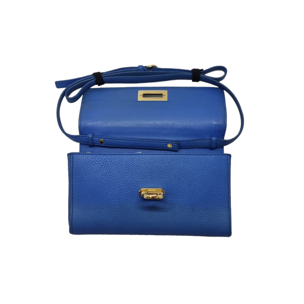 Salvatore Ferragamo Gancini Leather Sling Bag Ghw (Blue)