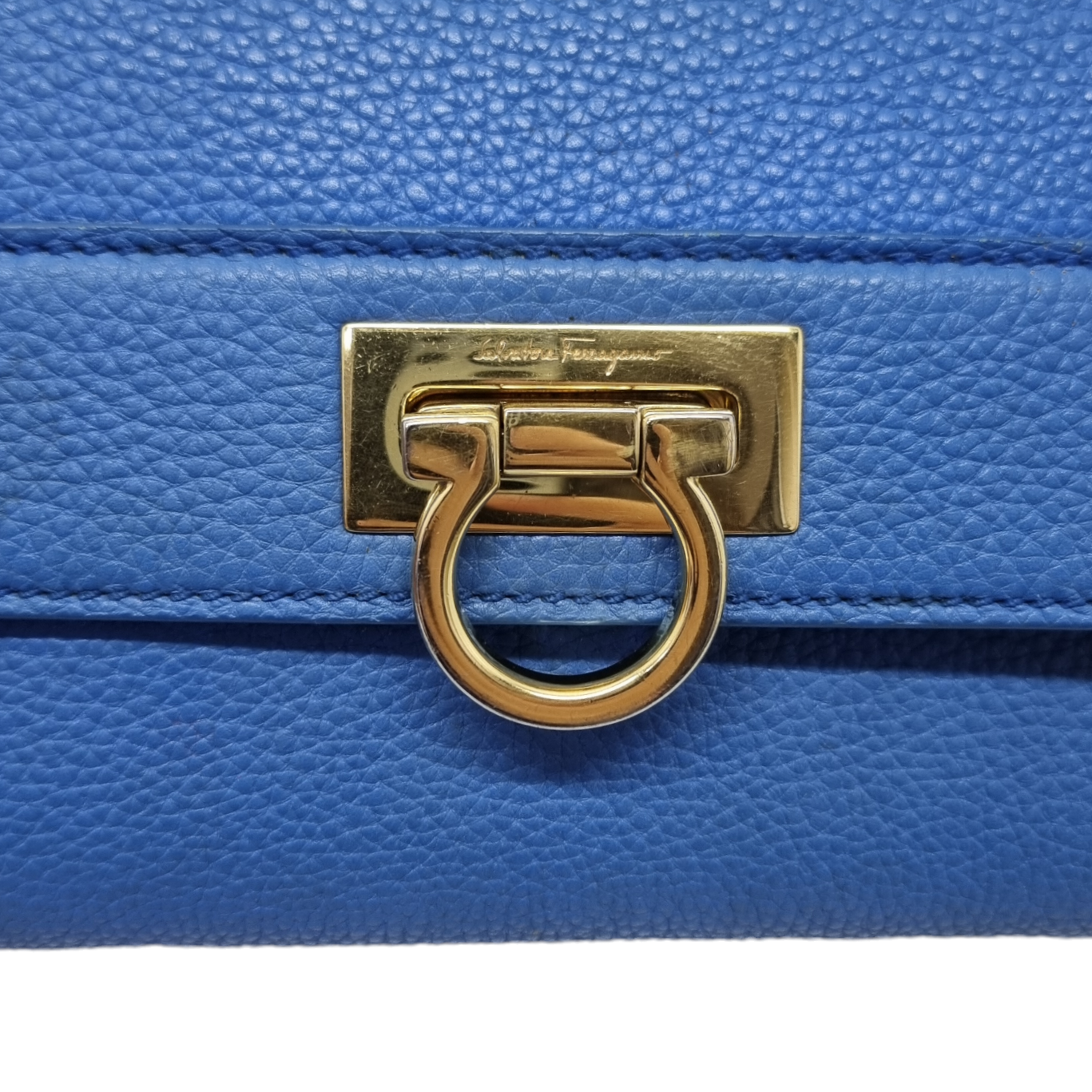 Salvatore Ferragamo Gancini Leather Sling Bag Ghw (Blue)