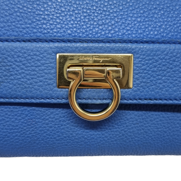 Salvatore Ferragamo Gancini Leather Sling Bag Ghw (Blue)