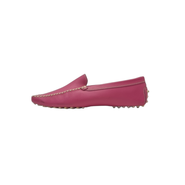 Tods Moccasin Leather Slip On Driving Loafers (Dark Pink)