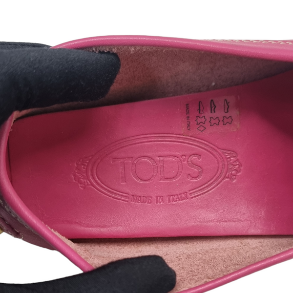 Tods Moccasin Leather Slip On Driving Loafers (Dark Pink)