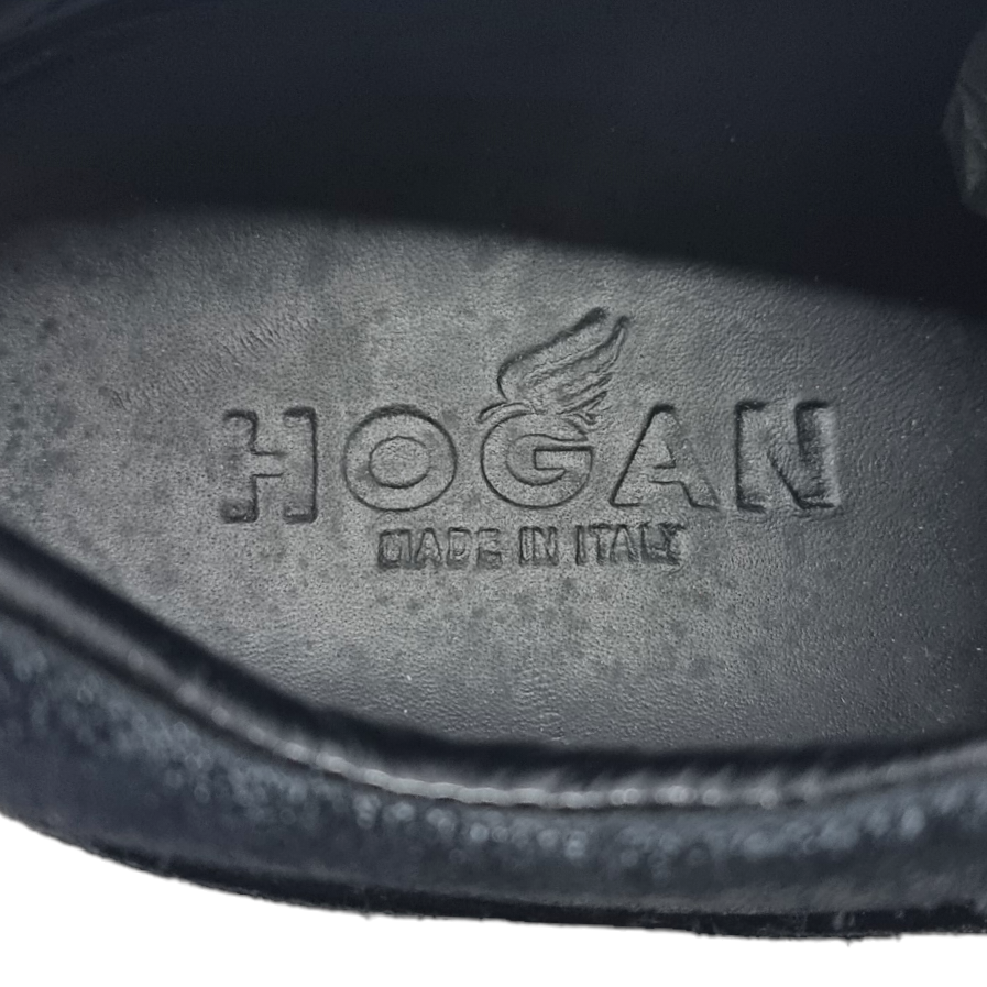 Hogan Interactive Crackle Suede Lace Up Sneakers (Black)