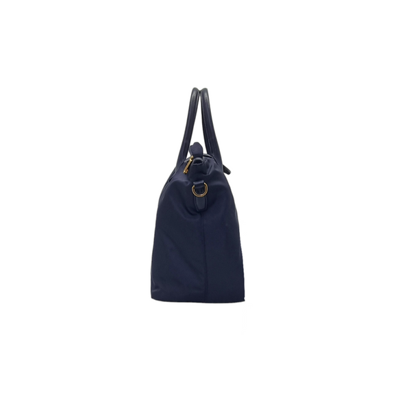 Prada BN2106 Nylon Leather Tote Bag Ghw (Navy Blue)