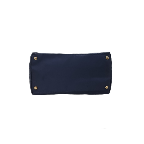 Prada BN2106 Nylon Leather Tote Bag Ghw (Navy Blue)