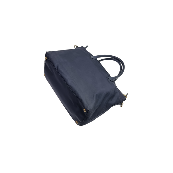 Prada BN2106 Nylon Leather Tote Bag Ghw (Navy Blue)