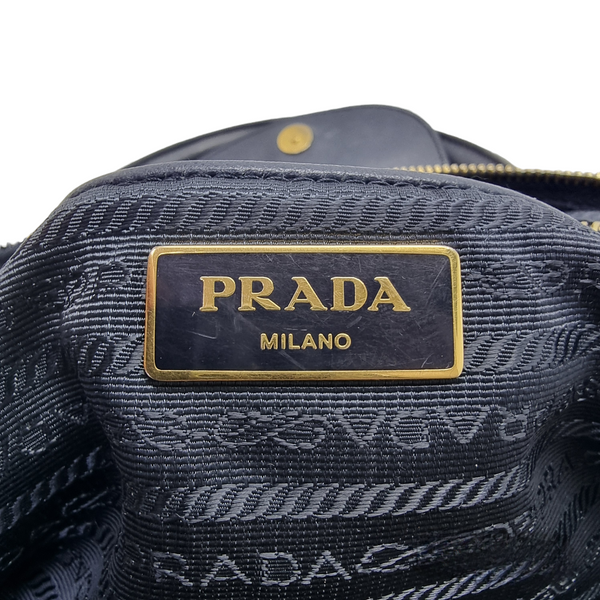 Prada BN2106 Nylon Leather Tote Bag Ghw (Navy Blue)