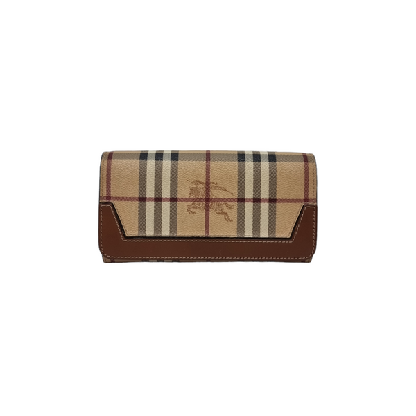 Burberry Penrose Continental Haymarket Check Canvas Wallet Ghw ( Brown)