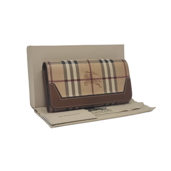 Burberry Penrose Continental Haymarket Check Canvas Wallet Ghw ( Brown)