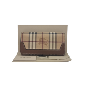 Burberry Penrose Continental Haymarket Check Canvas Wallet Ghw ( Brown)