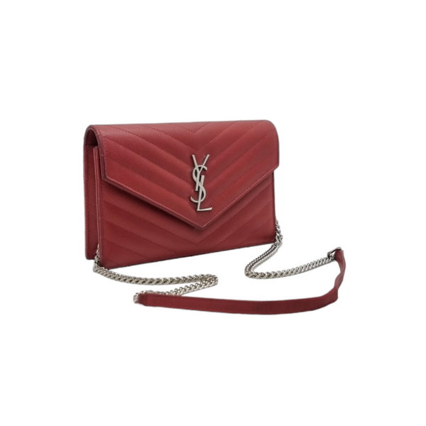 YSL Wallet On Chain Cassandre Matelasse Leather Shw (Red)