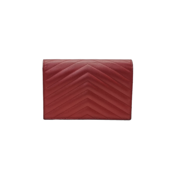 YSL Wallet On Chain Cassandre Matelasse Leather Shw (Red)