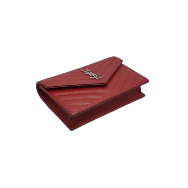 YSL Wallet On Chain Cassandre Matelasse Leather Shw (Red)