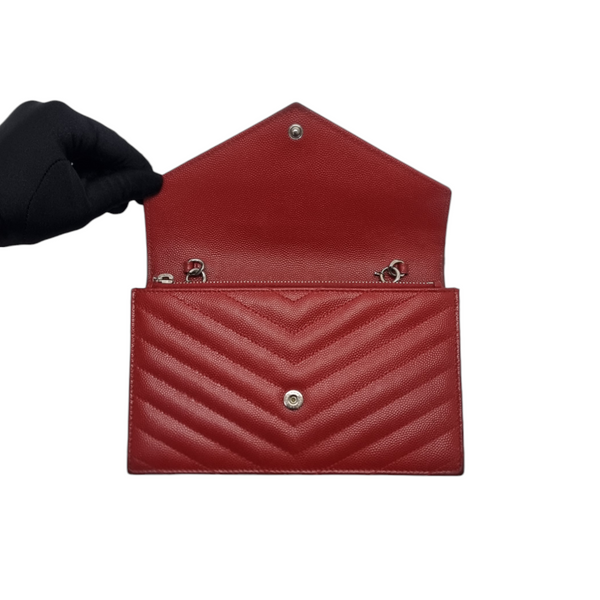 YSL Wallet On Chain Cassandre Matelasse Leather Shw (Red)