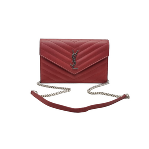 YSL Wallet On Chain Cassandre Matelasse Leather Shw (Red)