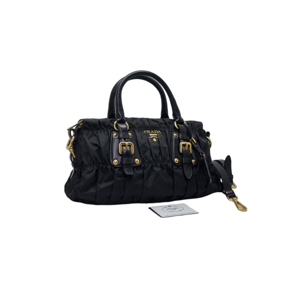 Prada BN1407 Gaufre Nylon Tote Ghw (Black)