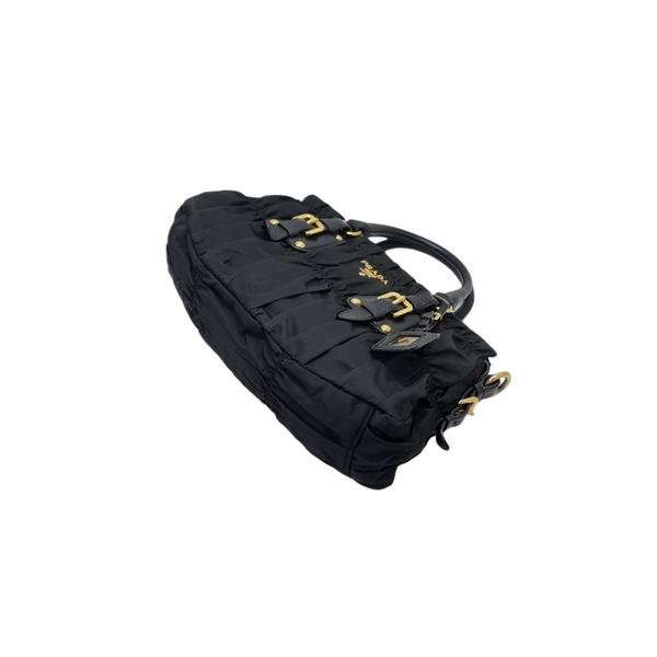 Prada BN1407 Gaufre Nylon Tote Ghw (Black)