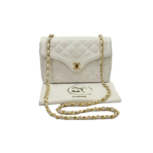 Chanel Vintage Small Flap Bag Lambskin Ghw (Ivory/White)