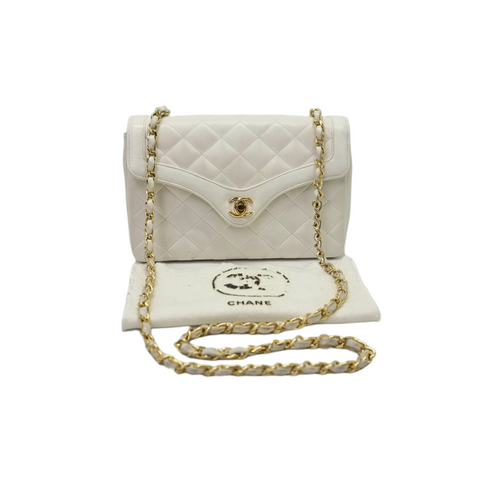 Chanel Vintage Small Flap Bag Lambskin Ghw (Ivory/White)