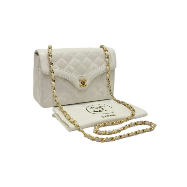 Chanel Vintage Small Flap Bag Lambskin Ghw (Ivory/White)