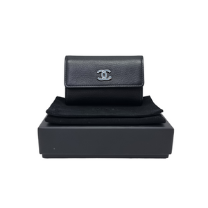 Chanel Card Holder Lucky Clover Leather Shw ( Black)