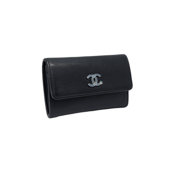 Chanel Card Holder Lucky Clover Leather Shw ( Black)