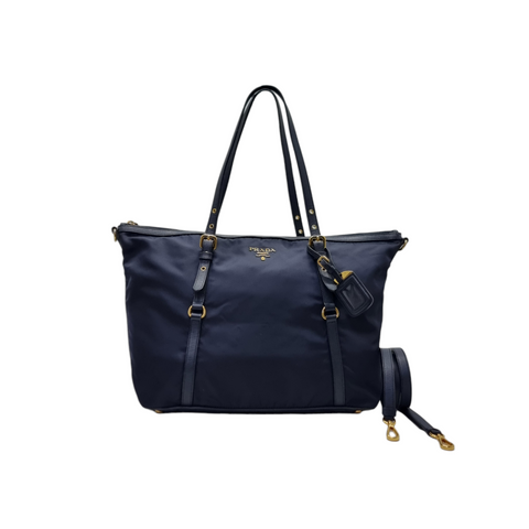 Prada BR4253 Nylon Tote Bag Ghw (Navy Blue)