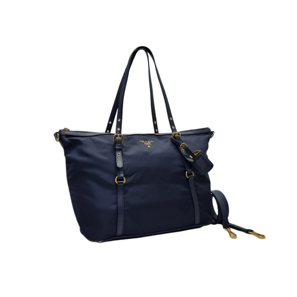 Prada BR4253 Nylon Tote Bag Ghw (Navy Blue)