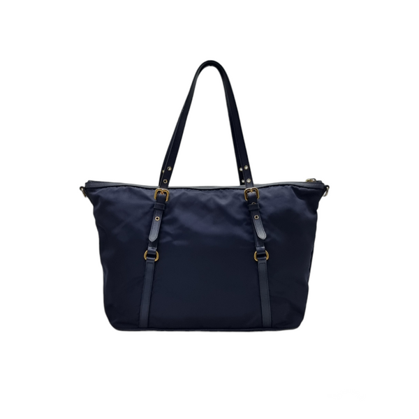 Prada BR4253 Nylon Tote Bag Ghw (Navy Blue)