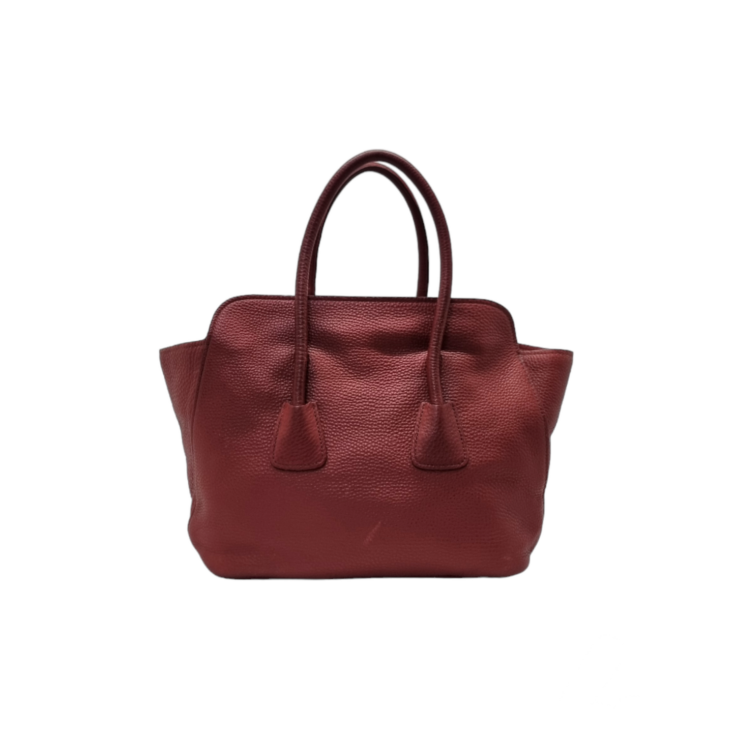 Prada BN2655 Vitello Daino Leather Tote Ghw (Burgundy/Rubino)
