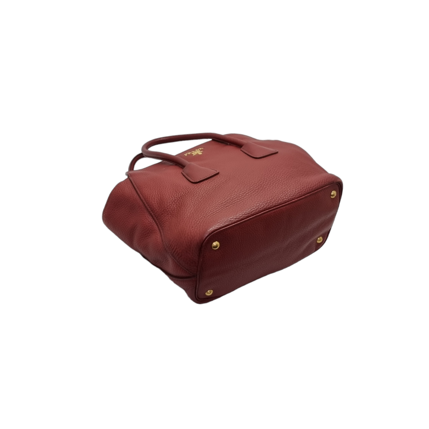 Prada BN2655 Vitello Daino Leather Tote Ghw (Burgundy/Rubino)