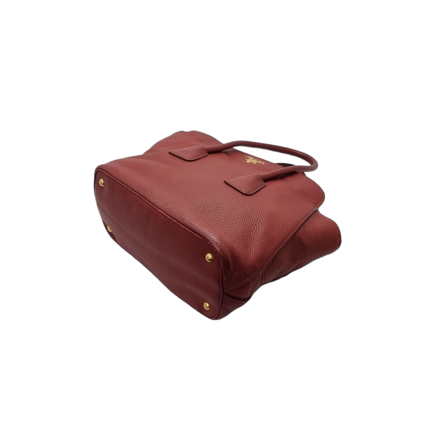 Prada BN2655 Vitello Daino Leather Tote Ghw (Burgundy/Rubino)