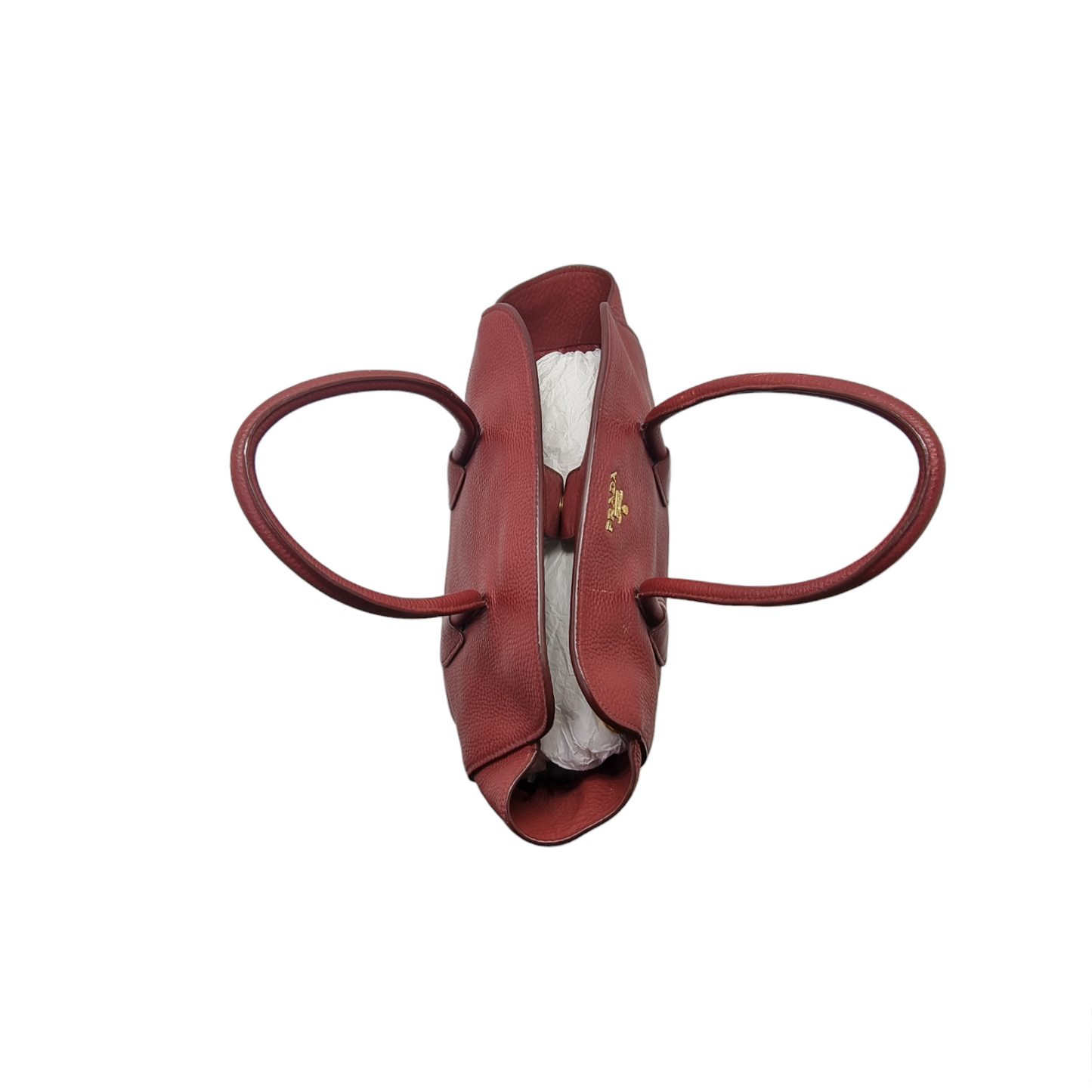 Prada BN2655 Vitello Daino Leather Tote Ghw (Burgundy/Rubino)