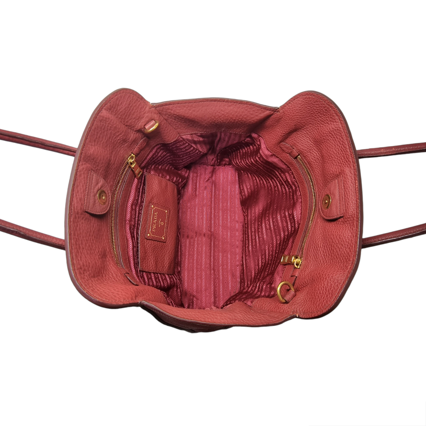 Prada BN2655 Vitello Daino Leather Tote Ghw (Burgundy/Rubino)