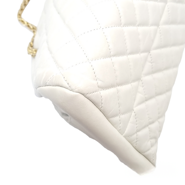 Chanel Mademoiselle Medium Bowling Calf Leather Bag Ghw (White)