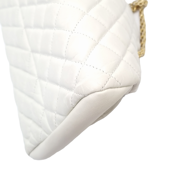 Chanel Mademoiselle Medium Bowling Calf Leather Bag Ghw (White)