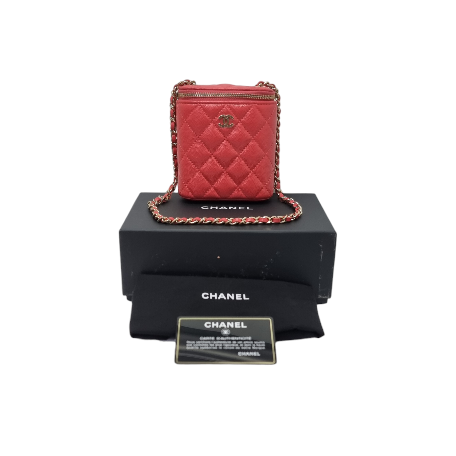 Chanel Vanity Small Classic Caviar Ghw (Dark Pink)