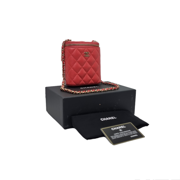 Chanel Vanity Small Classic Caviar Ghw (Dark Pink)