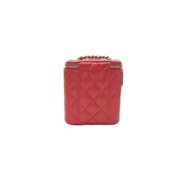 Chanel Vanity Small Classic Caviar Ghw (Dark Pink)