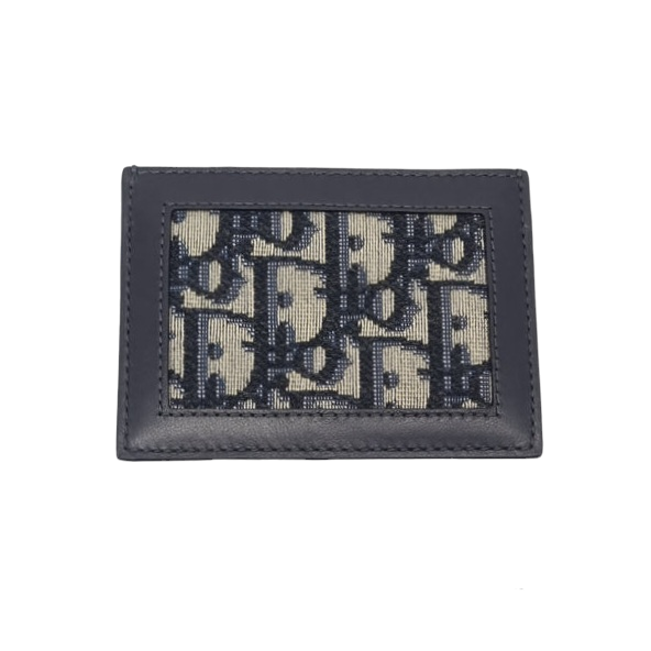 Christian Dior Oblique Jacquard Leather Card Holder (Blue)