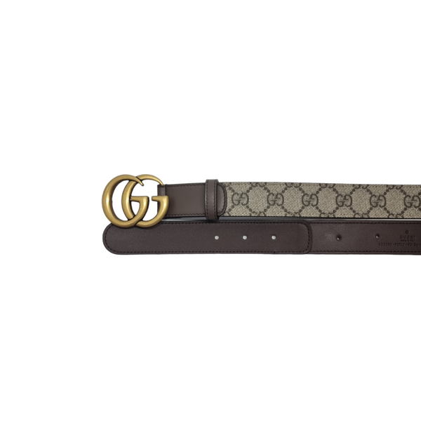 Gucci Belt GG Supreme Canvas Leather Ghw (Beige/Brown)