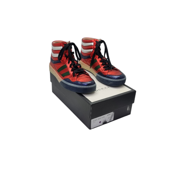 Gucci Sneaker Metallic Leather High-Top (Red/Blue)