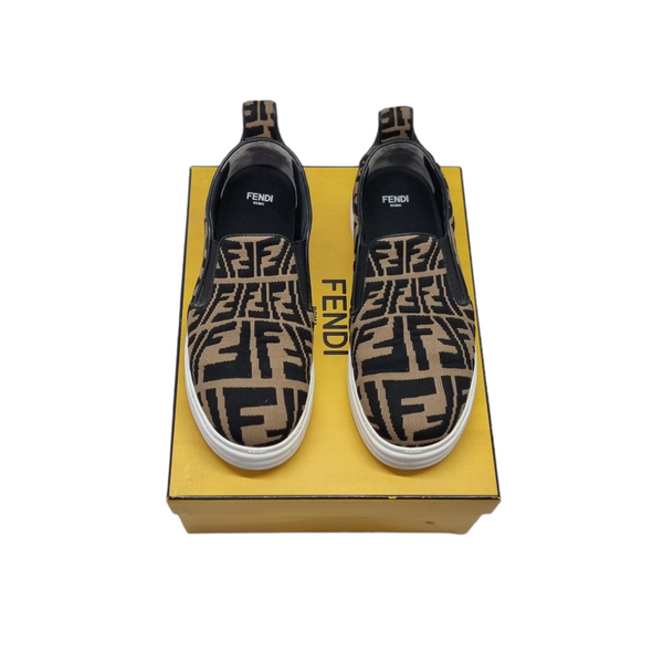 Fendi Slip On Zucca Sneakers (Tabacco Black/White)