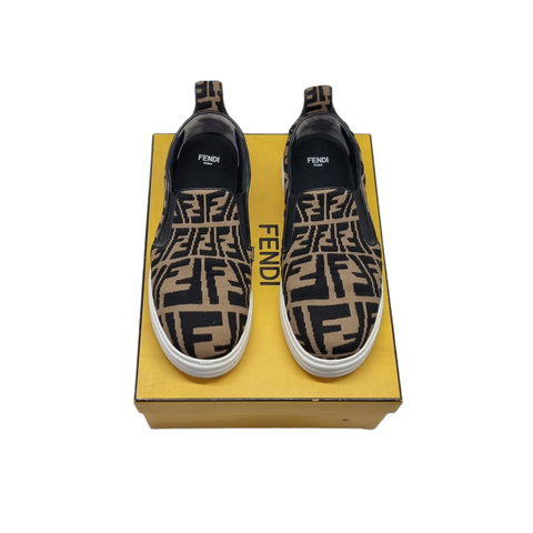 Fendi Slip On Zucca Sneakers (Tabacco Black/White)