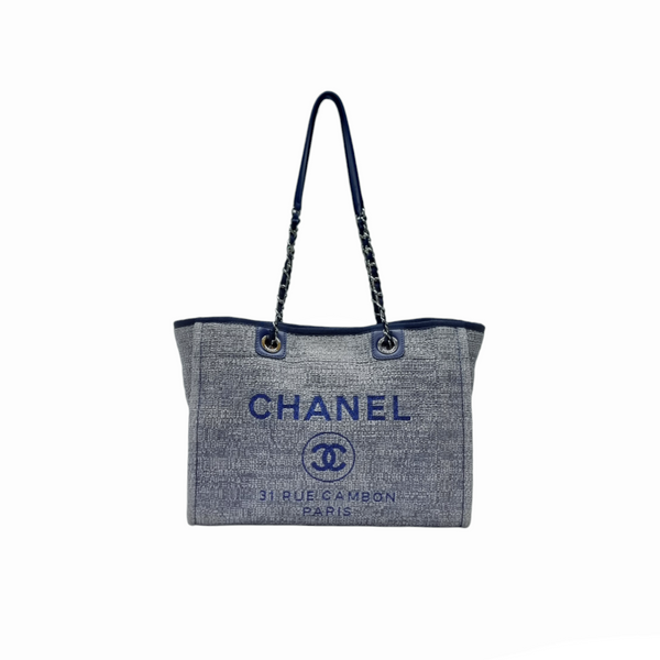 Chanel Deauville Canvas Small Shoulder Bag Shw (Grey/Blue)