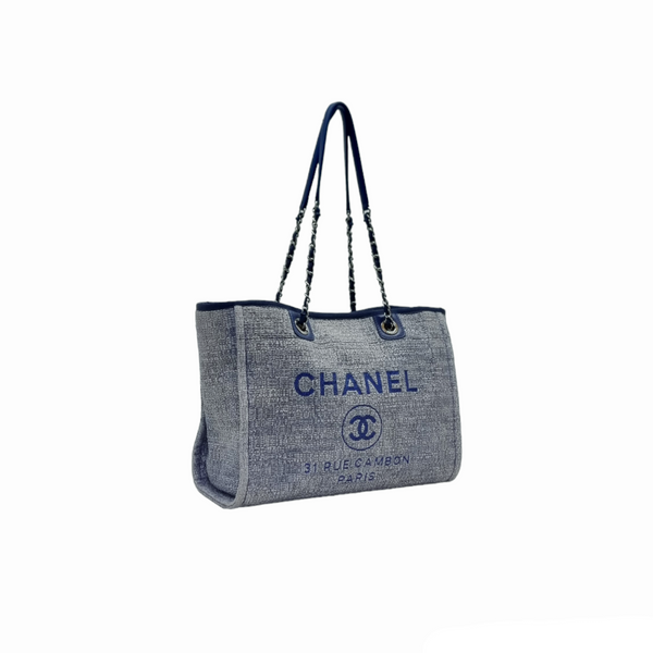 Chanel Deauville Canvas Small Shoulder Bag Shw (Grey/Blue)