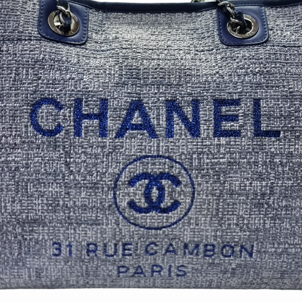 Chanel Deauville Canvas Small Shoulder Bag Shw (Grey/Blue)