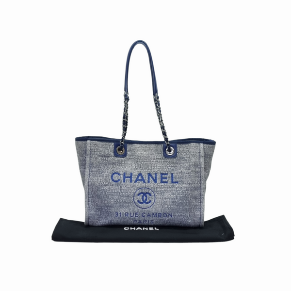 Chanel Deauville Canvas Small Shoulder Bag Shw (Grey/Blue)