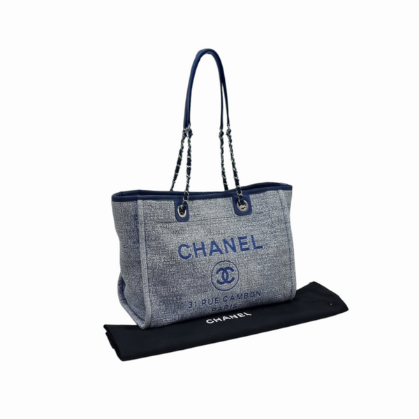 Chanel Deauville Canvas Small Shoulder Bag Shw (Grey/Blue)