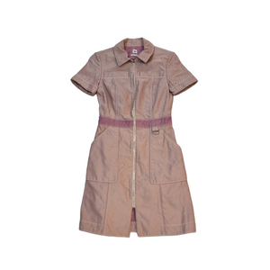 Hermes Spring Summer 2017 Front Zip Cotton Mini Dress (Pink)